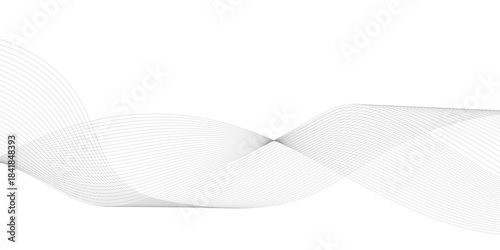 Wavy digital futuristic technology curve ocean lines on transparent background. Thin line wavy abstract vector background. Curve wave seamless pattern. Vector illustration.	