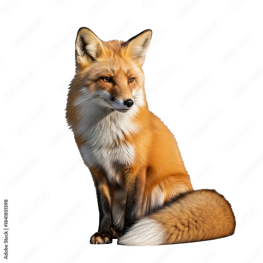 Fototapeta premium Small Canid PNG – High-Resolution Studio Image of a Small Wild Canid with Thick Fur, Prominent Ears, and Bushy Tail Isolated on Light Grey Background for Wildlife and Nature Designs