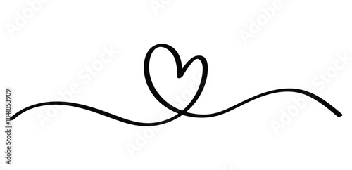 Black and white heart line clipart, hand drawn doodle heart, love and valentines icon 