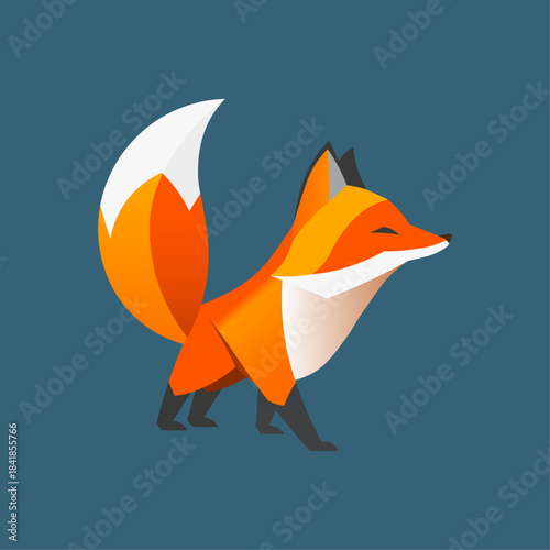 Vector illustration of red fox. Fox design element, 3d logo, isolated. 