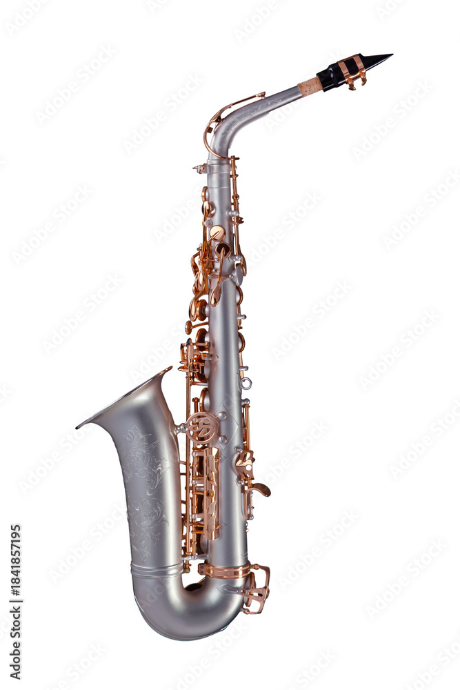 Naklejka premium alto saxophone on white