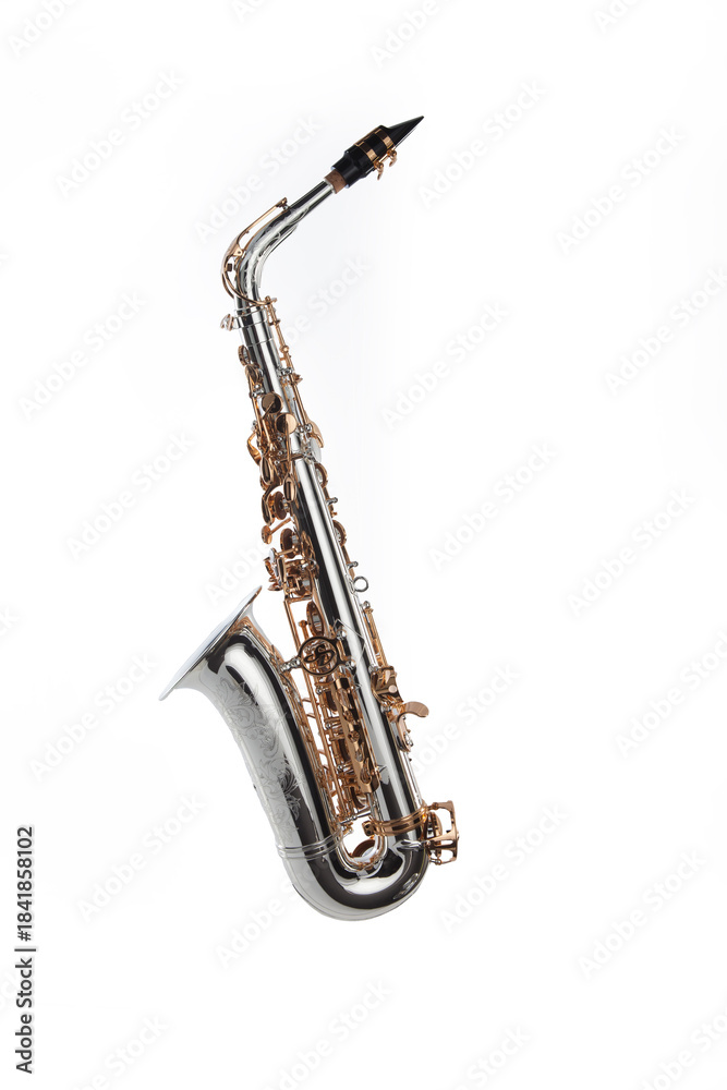 Naklejka premium alto saxophone on white