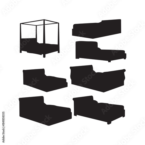 Bed Silhouettes Collection,Beds Silhouettes,Vector Bed Silhouettes,Furniture Bed Silhouettes,bed vector