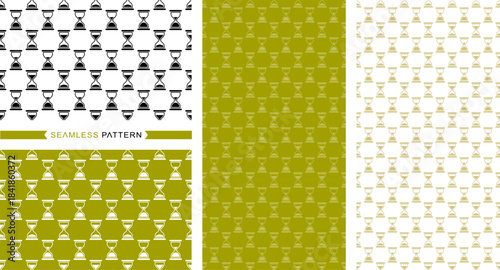 Seamless hourglass symbol pattern, seamless sandglass icon background, hourglass vector illustration, and easily changeable colors.
