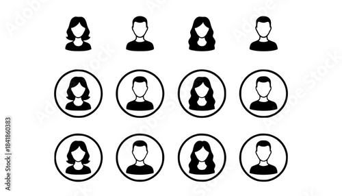 Diverse group of women and men avatars in circular user icons
