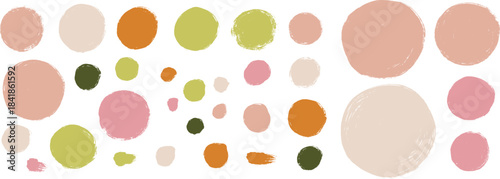 Set of hand drawn organic textured round shapes