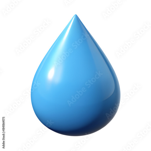 3D Blue Water Droplet Icon Isolated on White Background for Design Use
