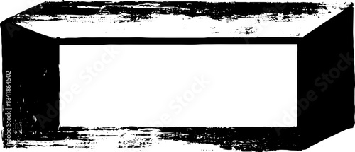 Black and white bending rectangular stencil design with grunge texture for urban art projects