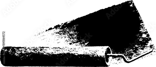 Black and white stencil of diagonal paint roller for urban art design