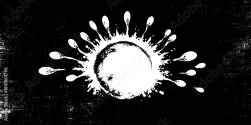 Black and white chaotic splash burst stencil design for urban art projects