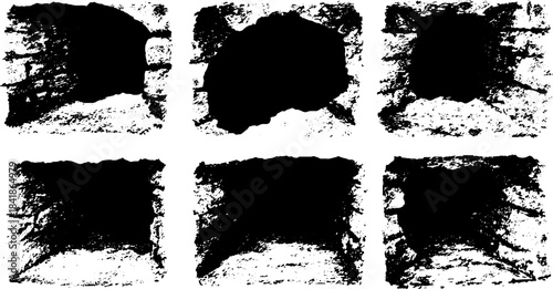 Black and white stencil illustration of concrete façade grid