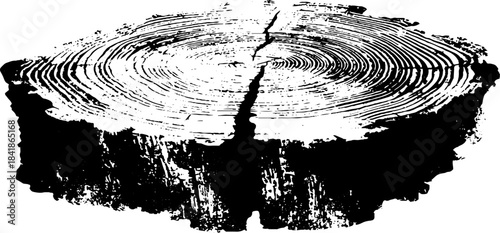 Cracked tree bark stencil art in black and white for rustic designs