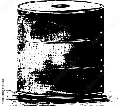 Black and white stencil illustration of cylindrical light design for urban art concepts