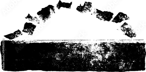 Weathered grunge stencil of damaged rectangular form for urban art concept