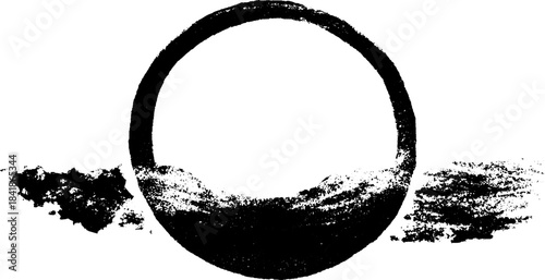 Black and white decomposed circle stencil for urban art and design projects