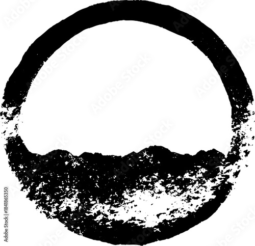 Abstract black and white decomposed circle stencil art for urban design
