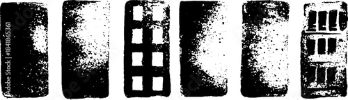 Black and white stencil art of deconstructed grid for design and decoration