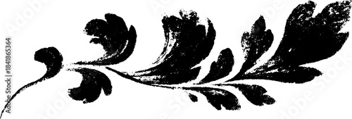 Artistic black and white deconstructed ornament stencil design for creative projects