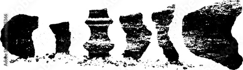 Black and white deconstructed ornament stencil design for artistic projects