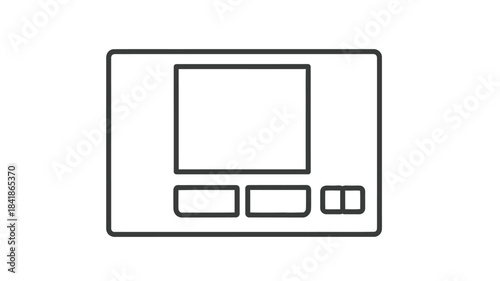 Simple outline of a rectangular television with buttons a modern minimalist design
