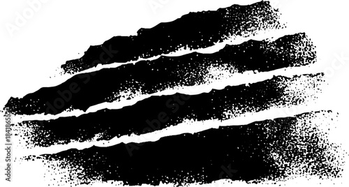 Black and white stencil illustration of diagonal grunge streaks for urban art design