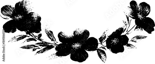 Black and white floral circular stencil design for art projects and decor