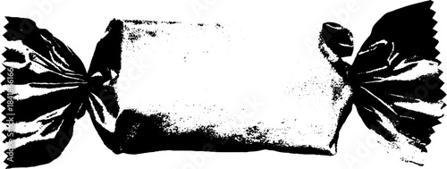 Black and white stencil illustration of foil wrapped snack for urban art designs