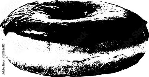 Black and white stencil illustration of a donut silhouette for urban art concepts