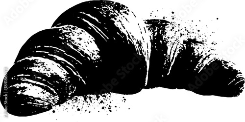 Black and white croissant stencil art for culinary decor