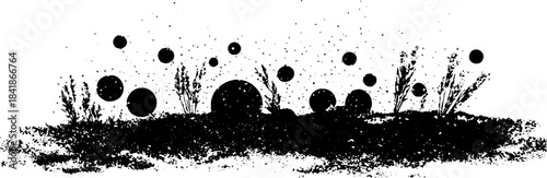 Monochrome stencil art of gritty dot field for creative design