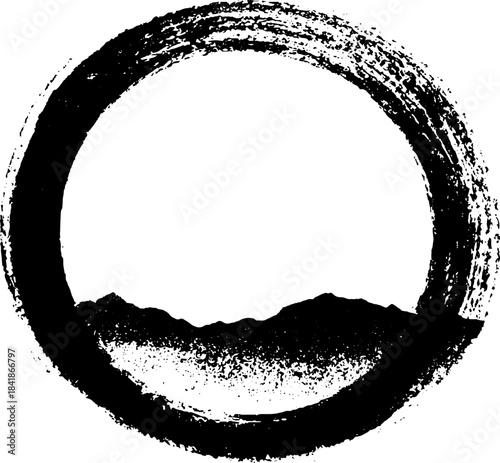 Grunge brush circle stencil with rough textured effect for artistic urban design