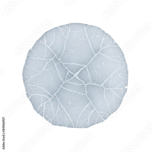 Frozen puddle with intricate ice cracks texture.