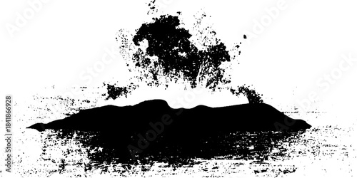 Black and white stencil illustration of heavy blot eruption for urban art designs