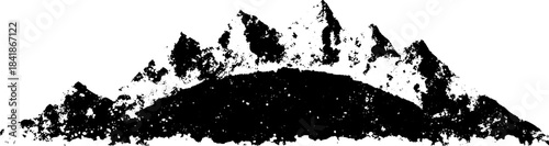 Black and white stencil illustration of jagged geometric mountain silhouette for urban design