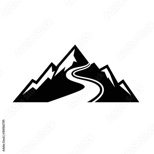 Ski slope mountain silhouette vector illustration concept