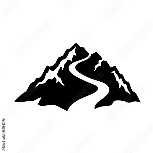 Ski slope mountain silhouette vector illustration concept