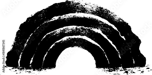 Black and white stencil of luxury decorative arch design for urban art