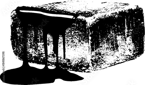 Melting geometric cube stencil art in black and white