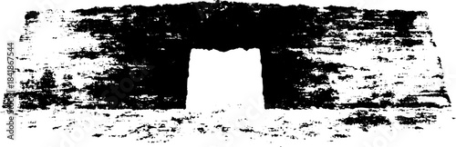 Minimalist black and white stencil with angular textured pattern