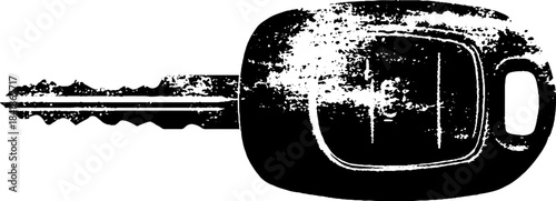 Black and white grunge car key fob stencil for urban design projects