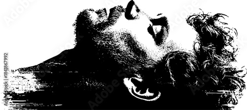 Black and white stencil portrait silhouette for artistic design