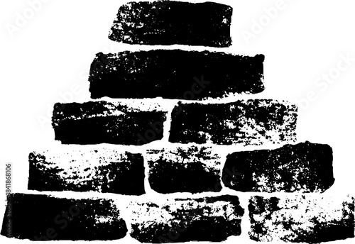 Geometric black and white stencil of rigid cubic stack for urban art design