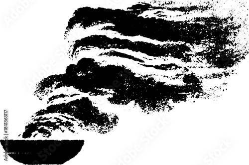 Monochrome stencil art of rising smoke swirl for urban design