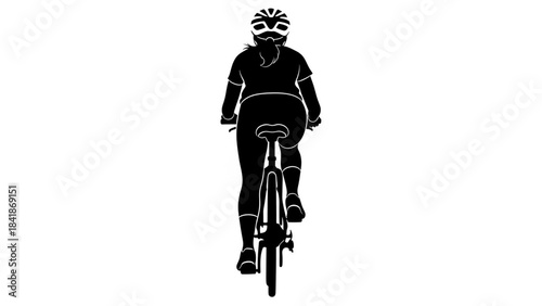 Cycling Silhouette: A cyclist silhouette on bike rides confidently along an open road, embodying the spirit of outdoor fitness and recreational activity.