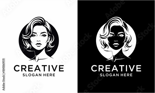 Elegant Womans Portrait Logo Design.