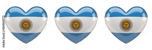 Set For argentina flag hearts isolated on transparent background represent love for country 
