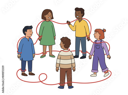 Connecting people through networking, building social contacts, and establishing useful links—a communication concept featuring intermediaries, depicted as a flat vector illustration on a white