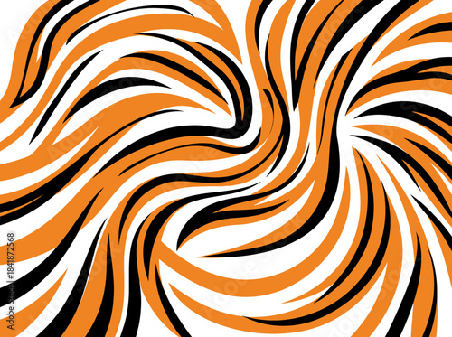 A seamless pattern featuring an orange zebra or tiger fur texture, bright striped animal backdrop, rendered in flat vector style for wrapping paper, textile prints, and wallpaper