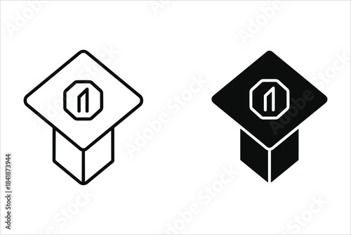 Isometric Cube With Number One Inside Icon vector illustration