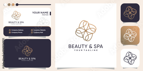 Beauty and spa logo concept with golden line style Premium Vector